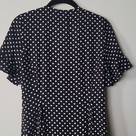 Zara Polka Dot Mini Black Summer Fit Flare Whimsy Goth Flowy Milkmaid Dress - Picture 10 of 15